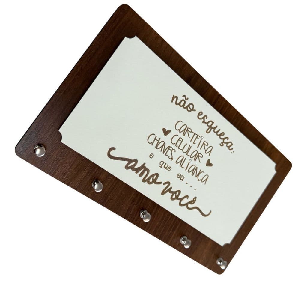 Porta-Chaves Parede Religioso Não Esqueça Enfeite 5 Ganchos MDF Decorativo