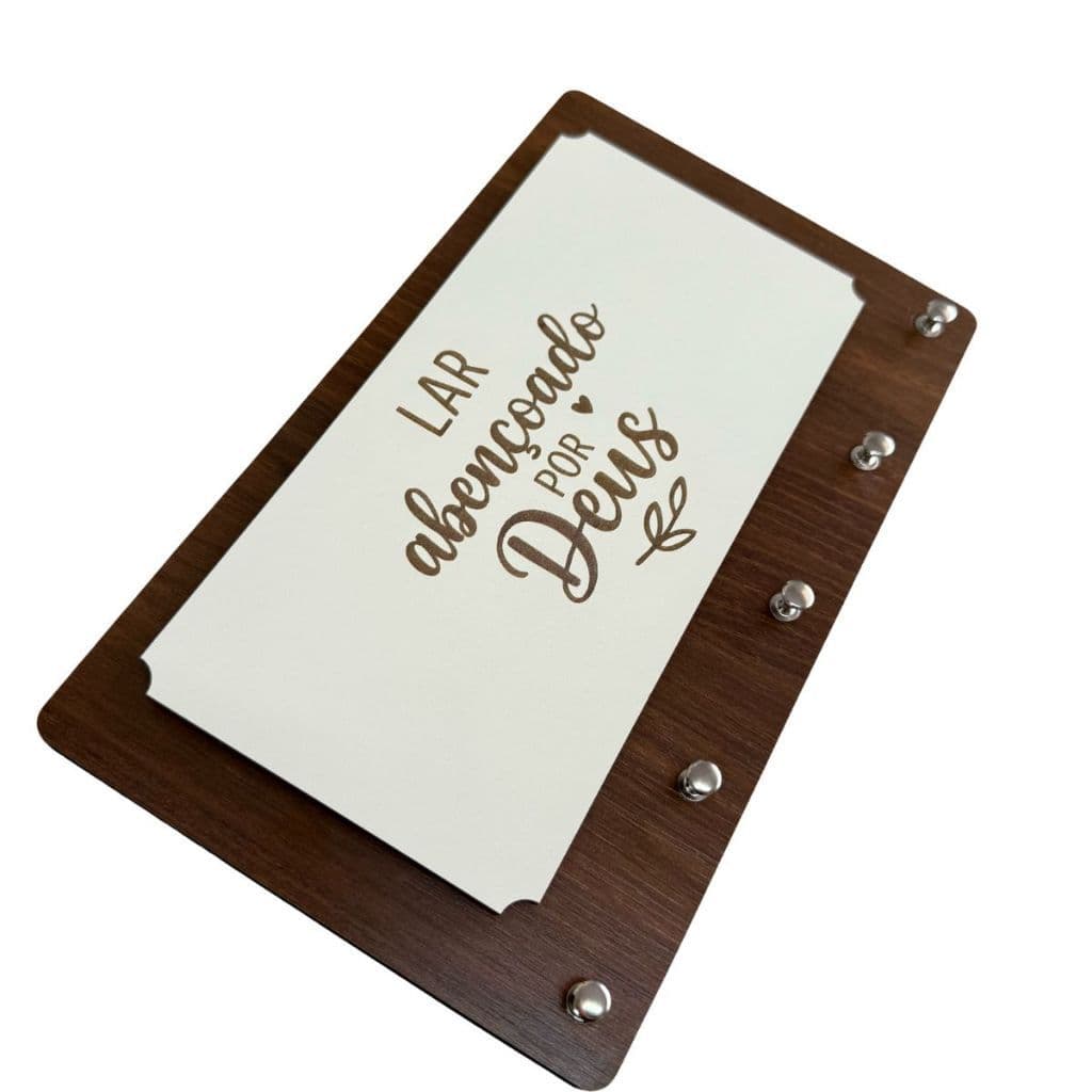 Porta-Chaves Religioso Lar Abençoado Por Deus Parede 5 Ganchos MDF Decorativo Enfeite