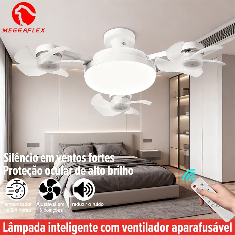 Ventilador de Teto 110V Dobrável LED  com Controle Remoto  MEGGAFLEX