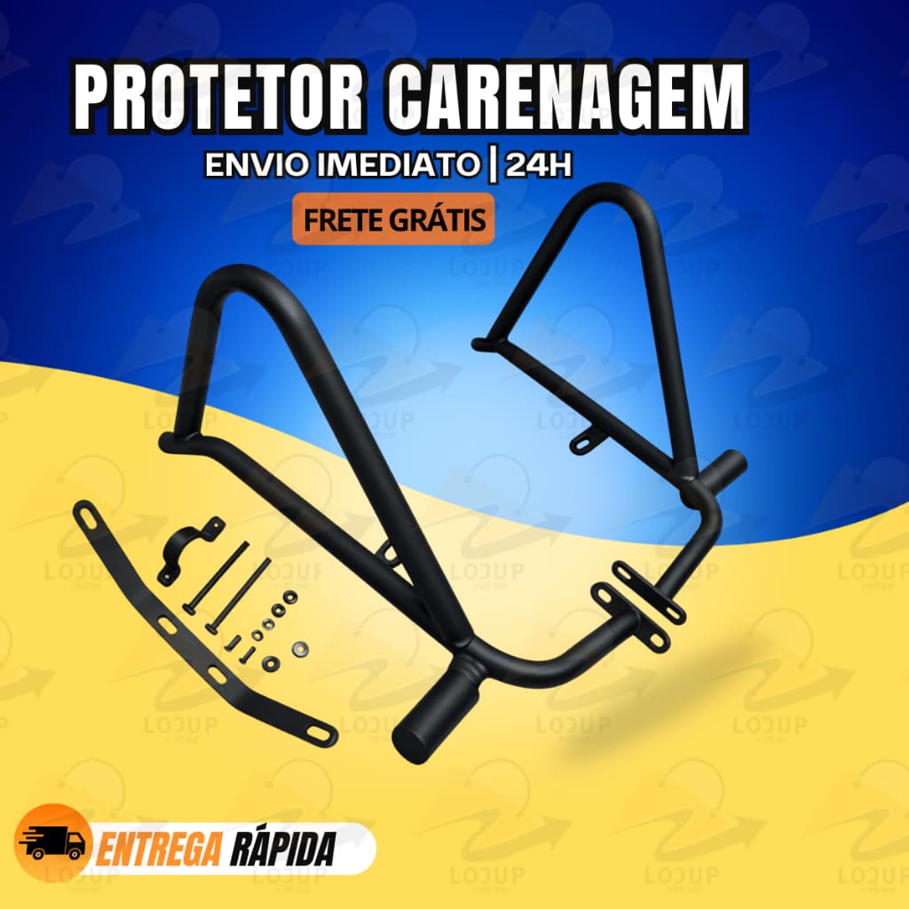 Protetor Motor Carenagem Fazer Factor 150 Slider Moto Preto Reforçado Facil Instalação + Brinde