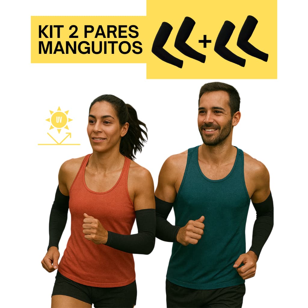 Kit 2 Pares Manguitos Proteção Solar UV50+ Corrida Beach Tennis Vôlei Ciclismos Esportes