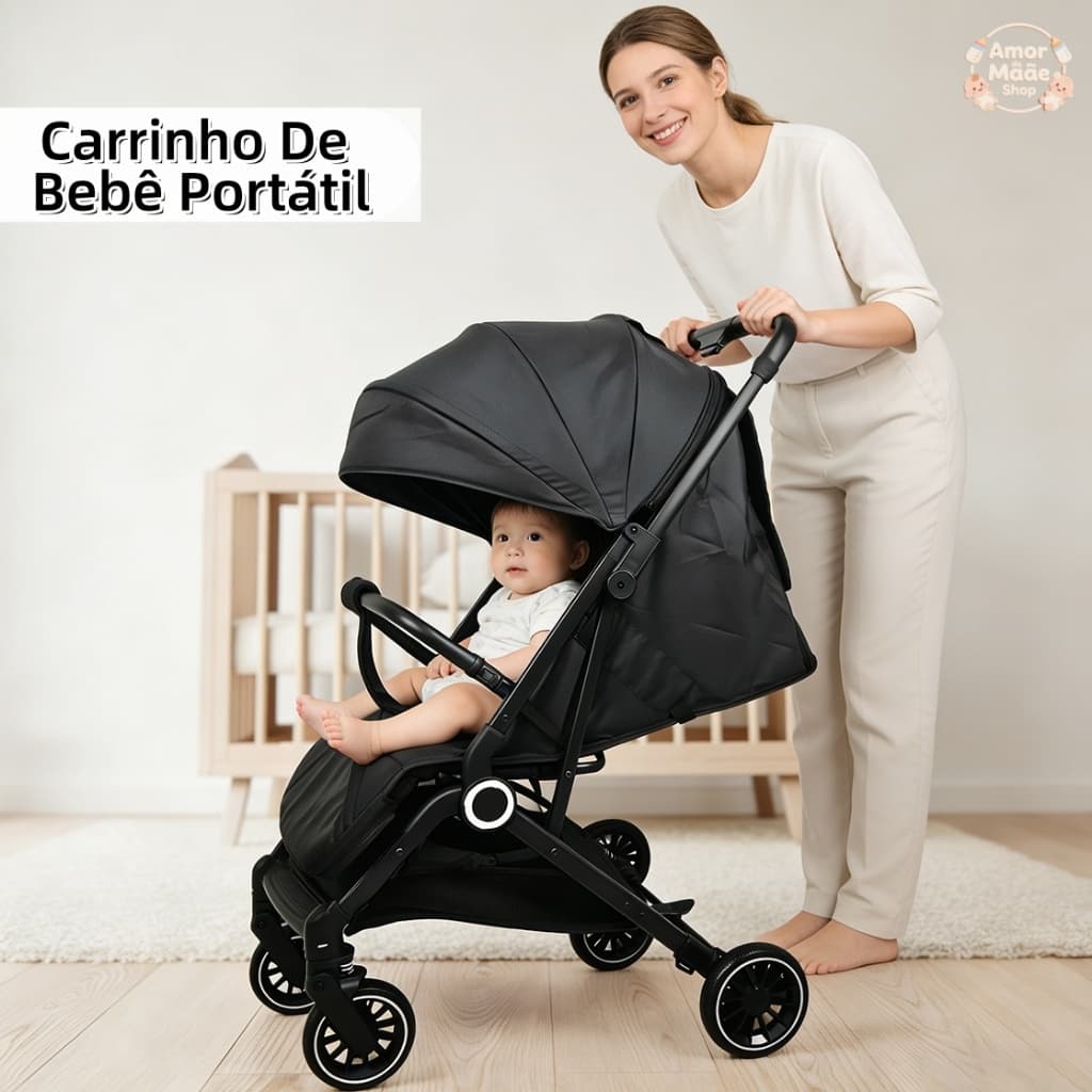 Baby Stroller Handle Reclining Folding Stroller BLACK