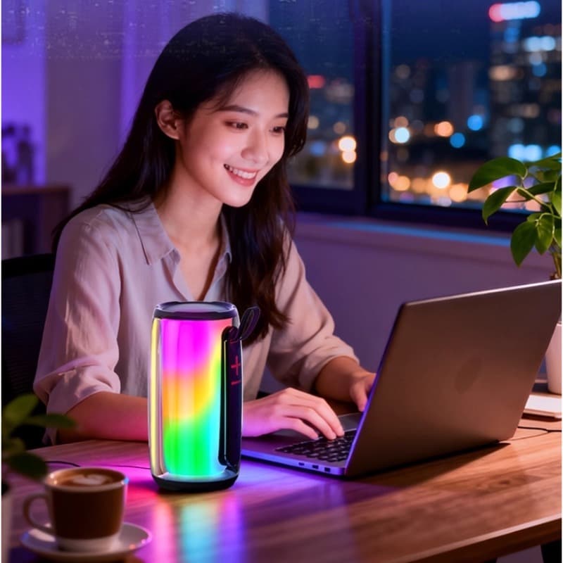 Caixa De Som 12W Bluetooth Sem Fio LED RGB Portátil Com Subwoofer Potente Alta Qualidade-KTS-1821
