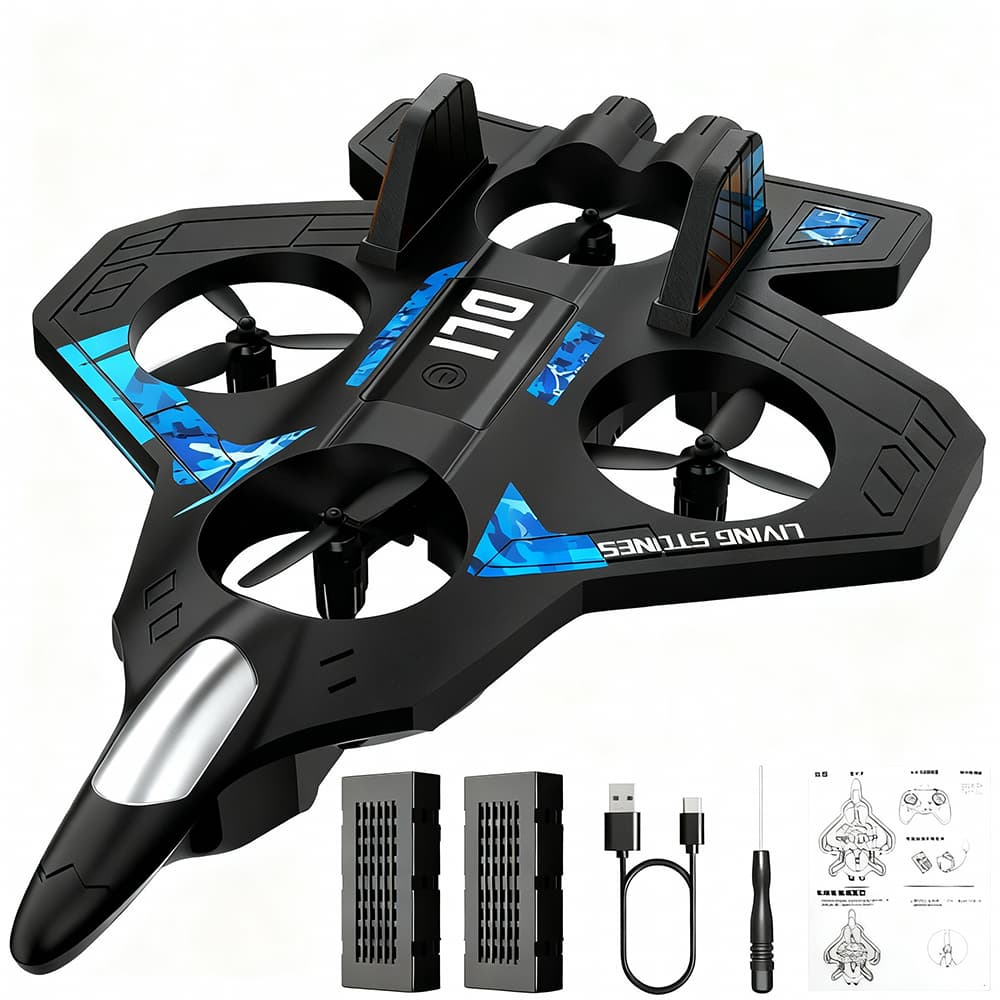 DLI Drone Avião RC Camuflagem com Controle Remoto Brinquedo Com Luz LED Recarga USB para Crianças