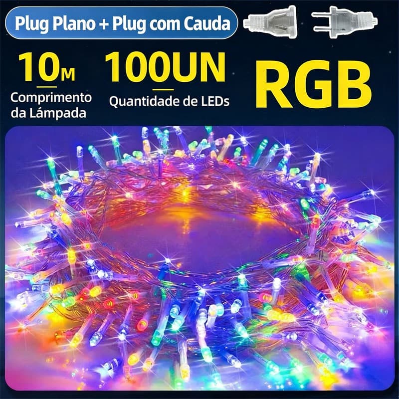 100-400 Leds Pisca Pisca Fio Transparente Natal Cordão Conectável 10-40 Metros E 110V Decorativo Multicolorido