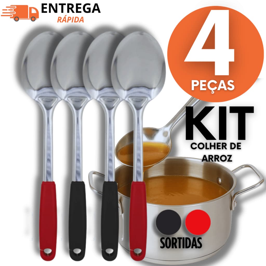 Colher de Arroz 31,5cm Inox Linha Black para Servir Alimentos Uso em Cozinha Casa Restaurante