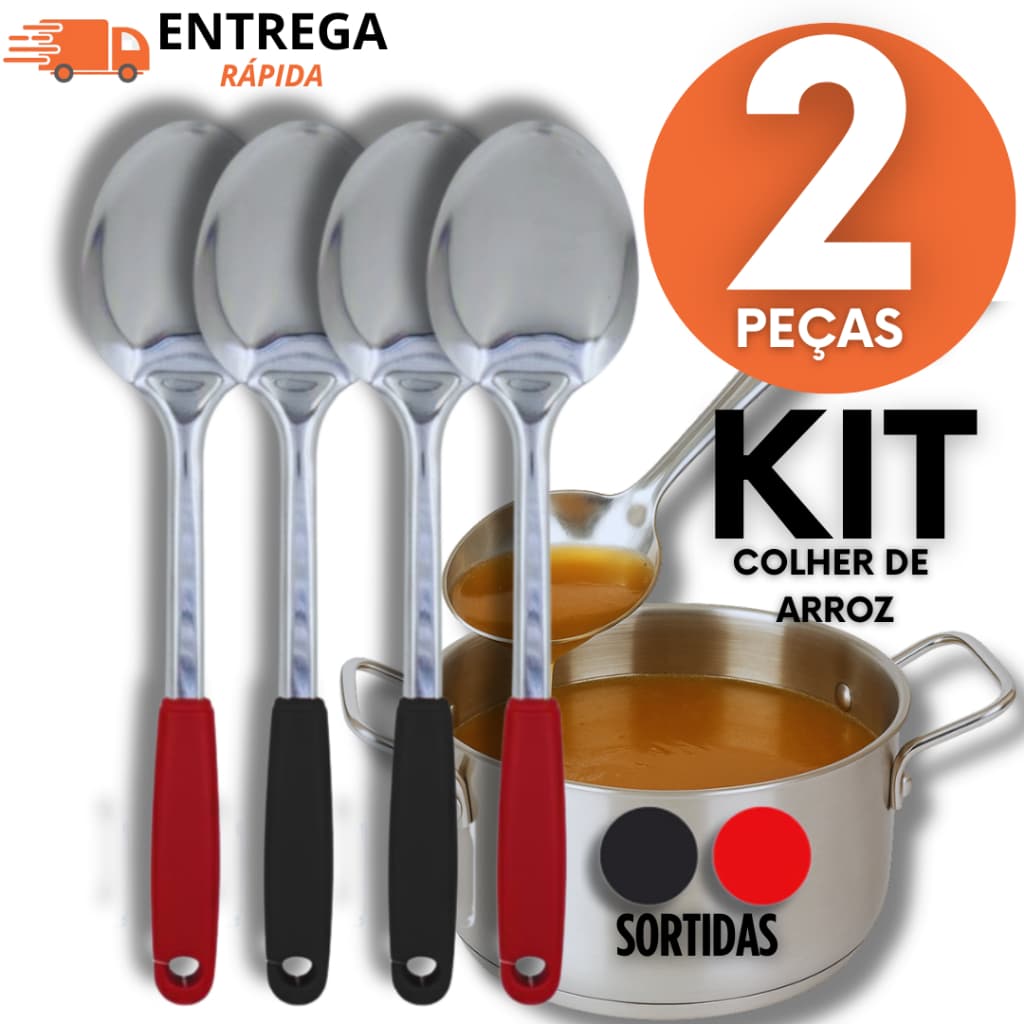Colher De Arroz 31,5cm Inox Linha Black Para Servir Alimentos Uso Em Cozinha Restaurante