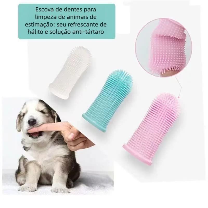 【Oferta】Escova de Dente Pet Silicone BPA Free – Maleável com Estojo, Limpeza Ultra Macia 360°!