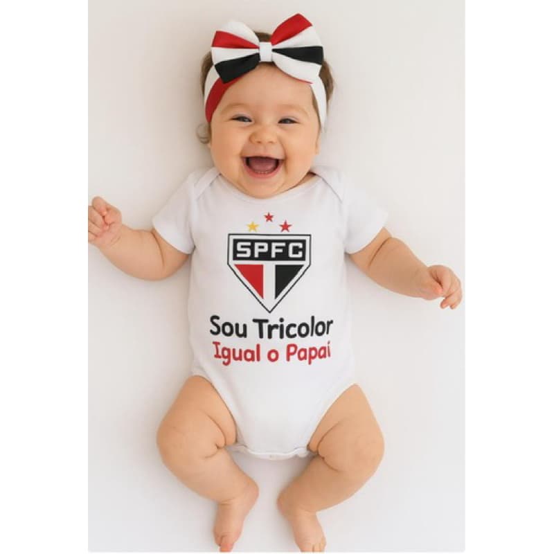 Body  Bebê Menino Menina Time Futebol Torcedor Sou Tricolor igual Papai Body de Bebê São Paulino Frases Divertidas