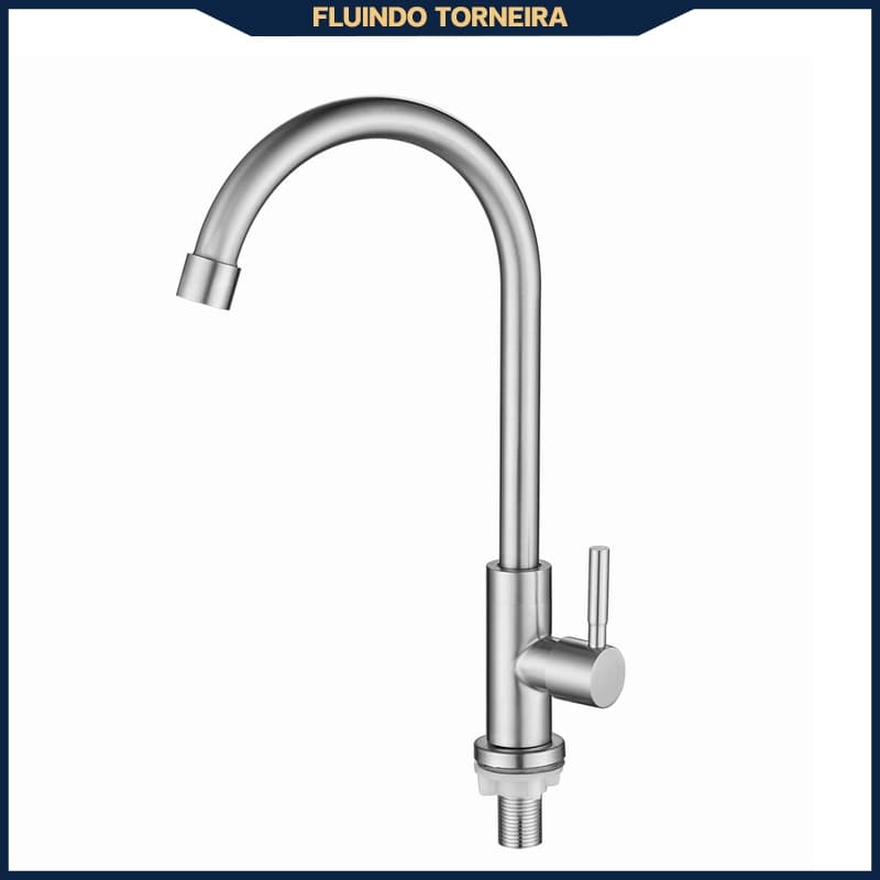 Torneira de Cozinha Giratória 360° Anti-espirro - Aço Inoxidável para Pia, Conexão de 1/2"