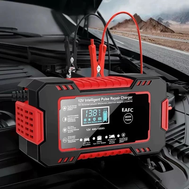 Carregador de bateria automotivo inteligente 12 V Display Digital Automático Energia Reparação Puls-envio imediato TECNO