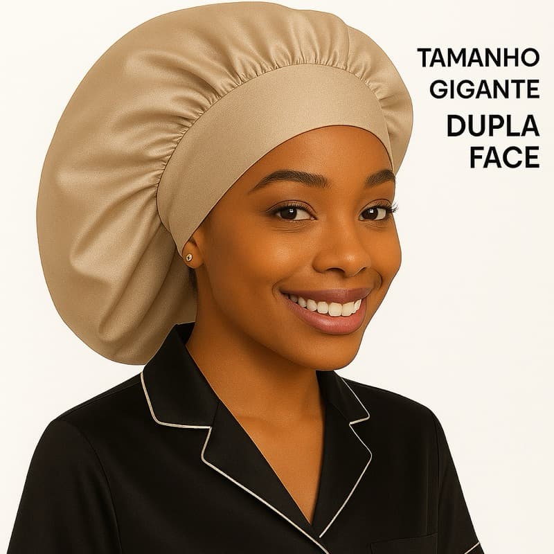 Touca de Cetim Dupla Face Grande Para Cabelos Longos Cozinha, Maquiagem Dormir