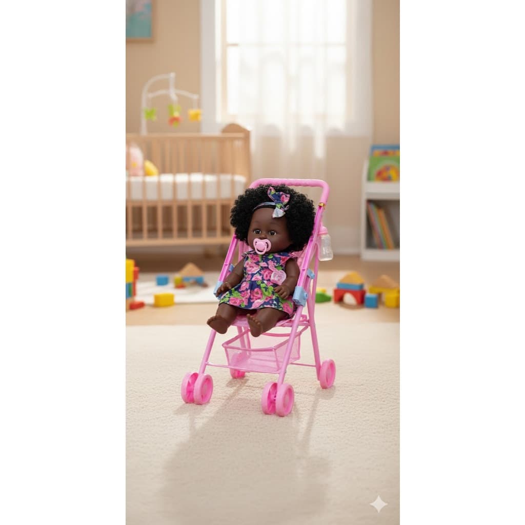 Boneca Little Baby Lovely com carrinho