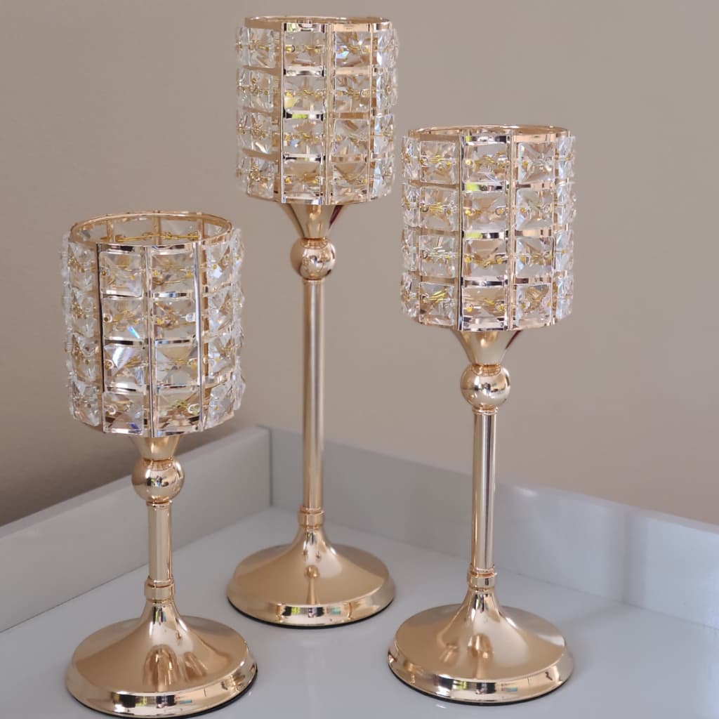 Jogo de Castiçais Porta Vela Enfeite Decorativo Luxo Candelabro Sala festa Casamento