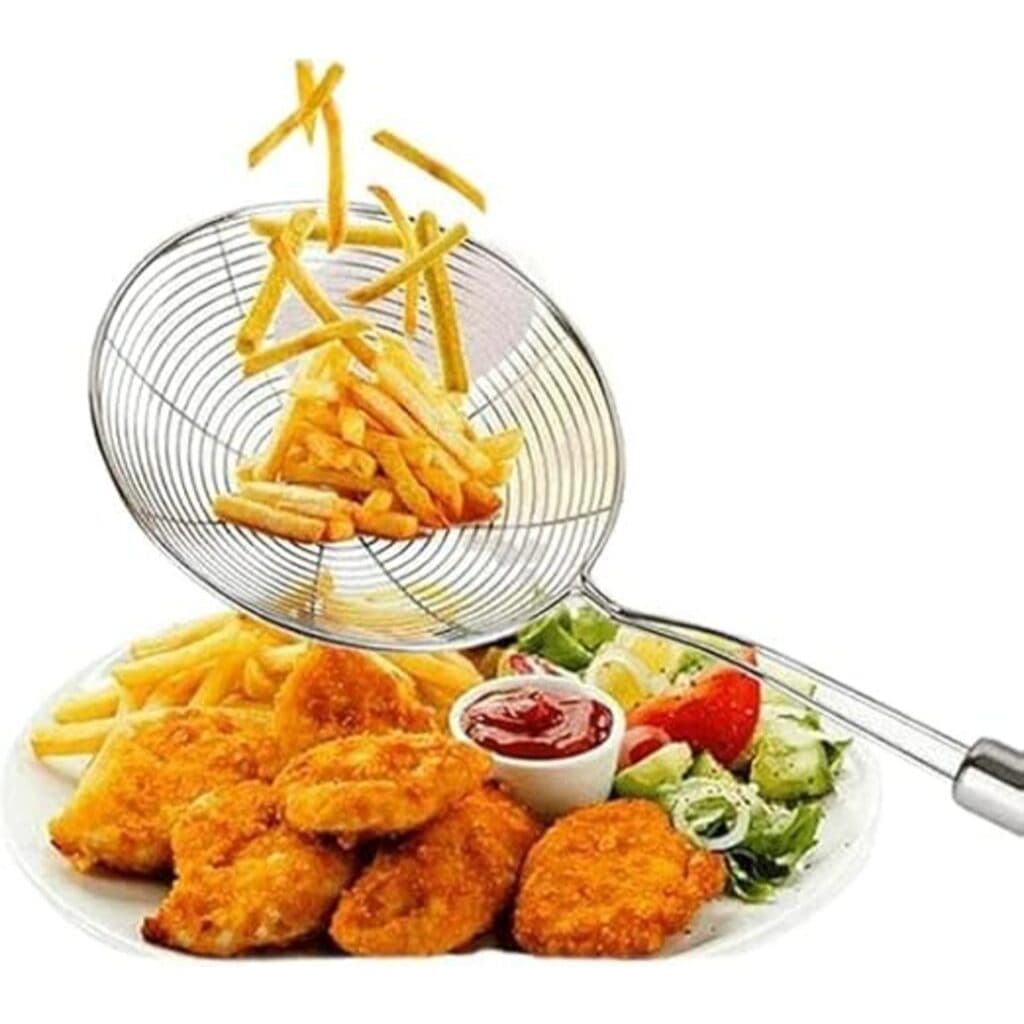 Escumadeira para Fritura Inox 32cm – Resistente, Leve e Antiferrugem