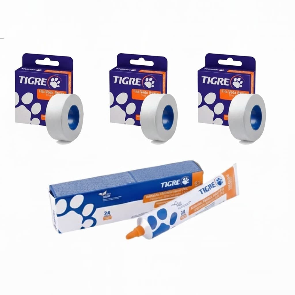 kit 03 unidade Fita Veda Rosca Tigre 18mm X 10m + 1 Cola para PVC Incolor Bisnaga 75g Tigre