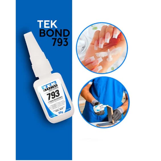 Cola Instantânea Tek Bond 793 20g Unha Postiça Fibra Pedrarias Bico Fino Fácil Aplicação Super Forte