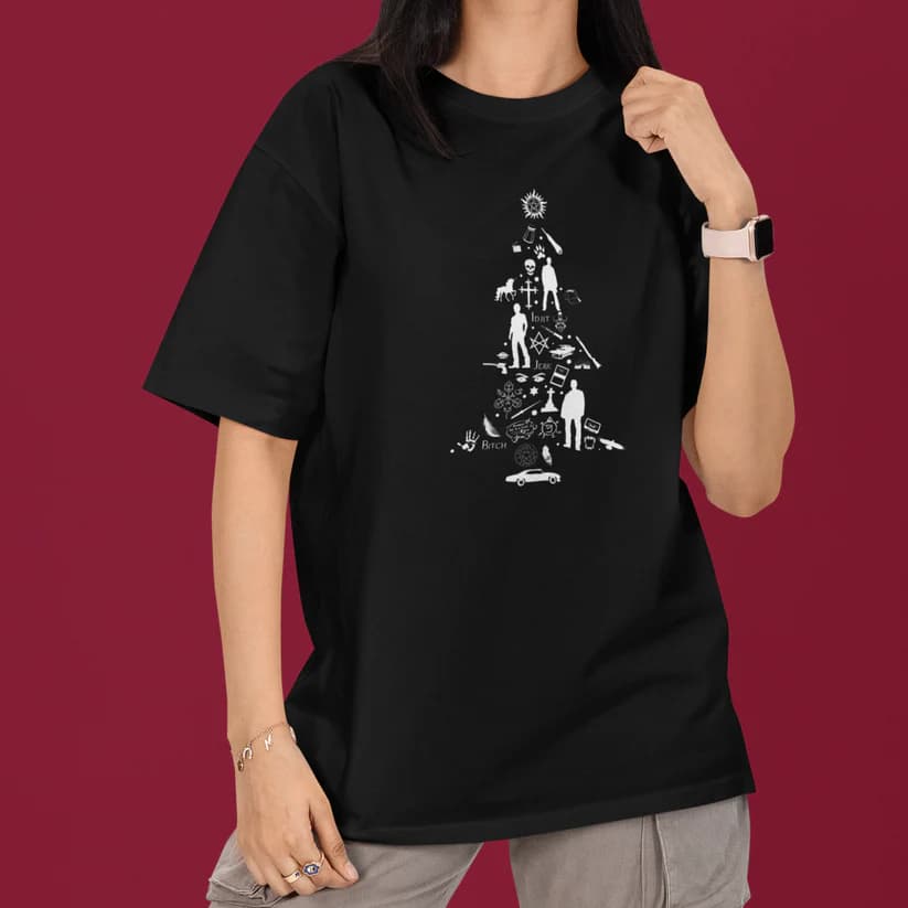 Camiseta Unissex Supernatural Christmas Family Camisa 100% Algodão