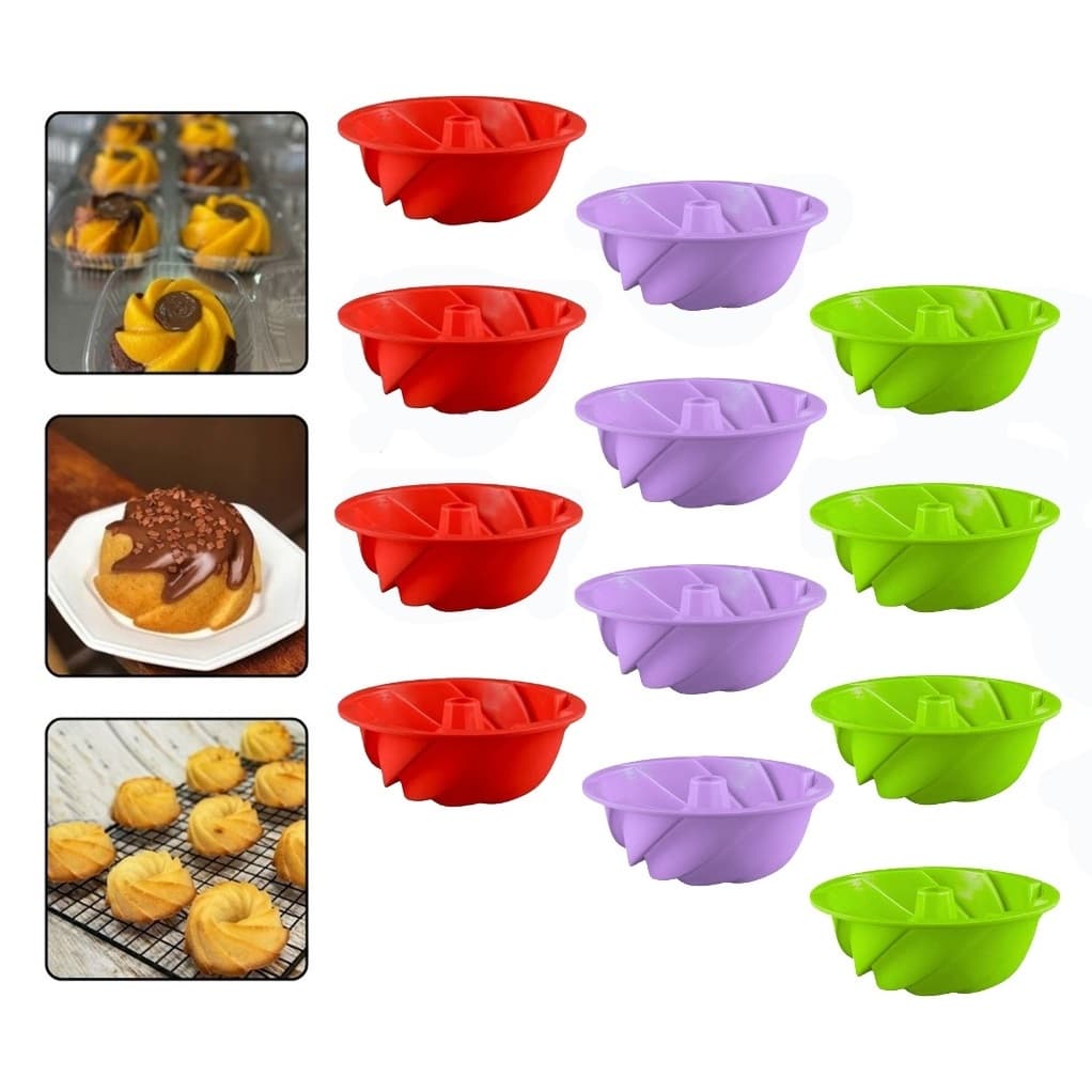 Kit 6/12/24 Forminhas De Silicone 40ml/60ml  Cupcake Mini Pudim Bolo Vulcão Mufim Forma Antiaderente