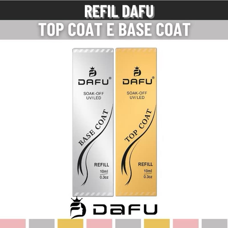 Kit Refil  Top Coat e Base Gel 10ml DAFU 💅 Alta Fixação e Brilho Profissional Nail Design