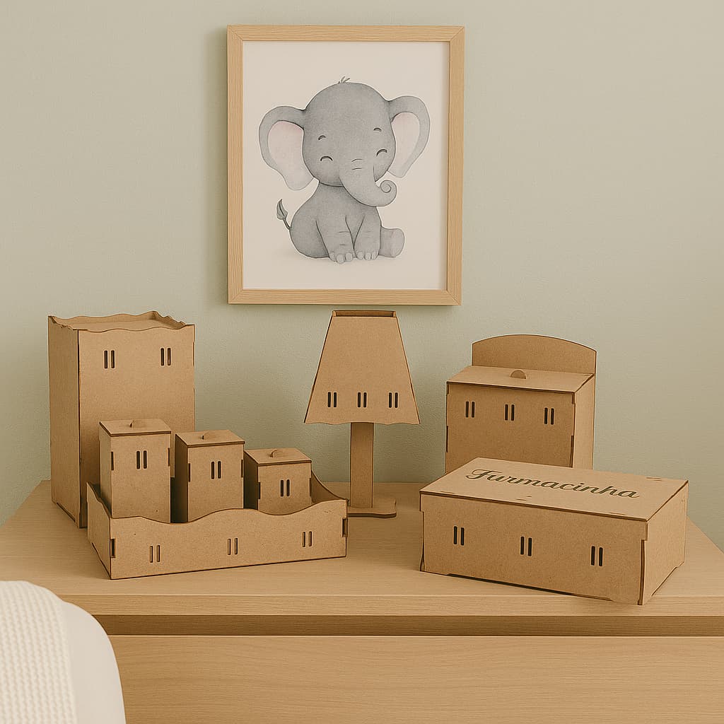 Kit Higiene Bebe Decoração Enfeites 8 Peças Liso Desmontado