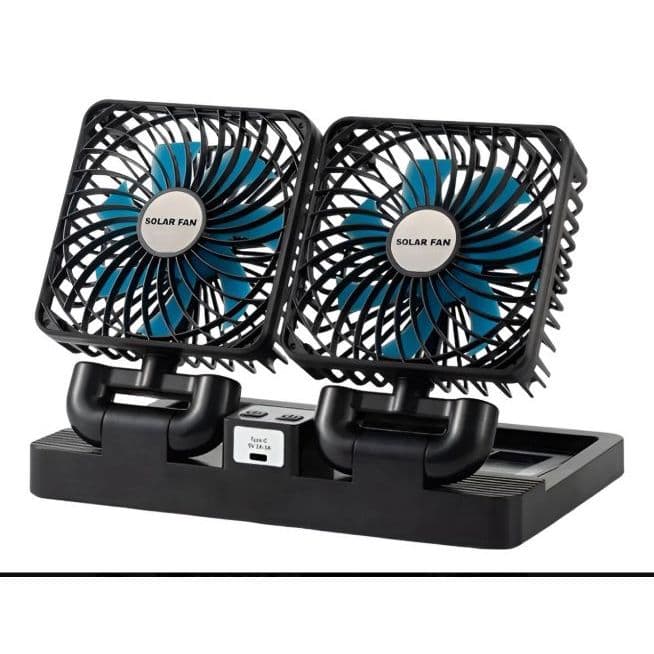 Ventoinha De Refrigeração Dupla Recarregável Solar E Usb