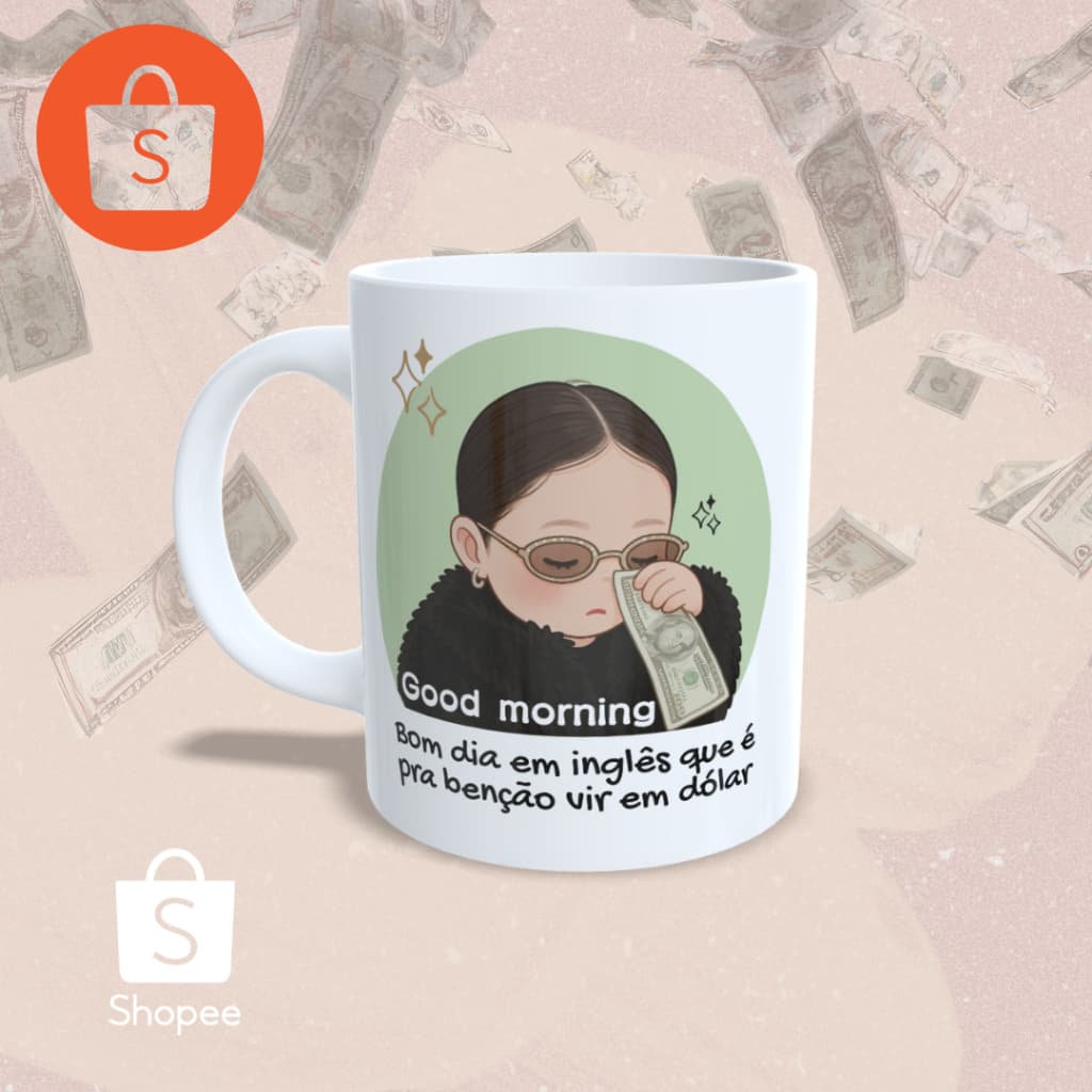 Caneca Good Morning Estampa Kawaii | Presente Criativo Motivacional Frase Engraçada Café Coreaninha