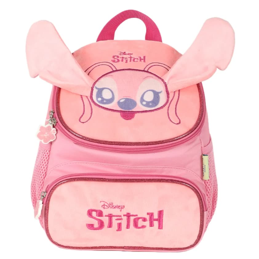 Lancheira Térmica Infantil Stitch Angel Peluciada Orelhas 3d Rosa Angel