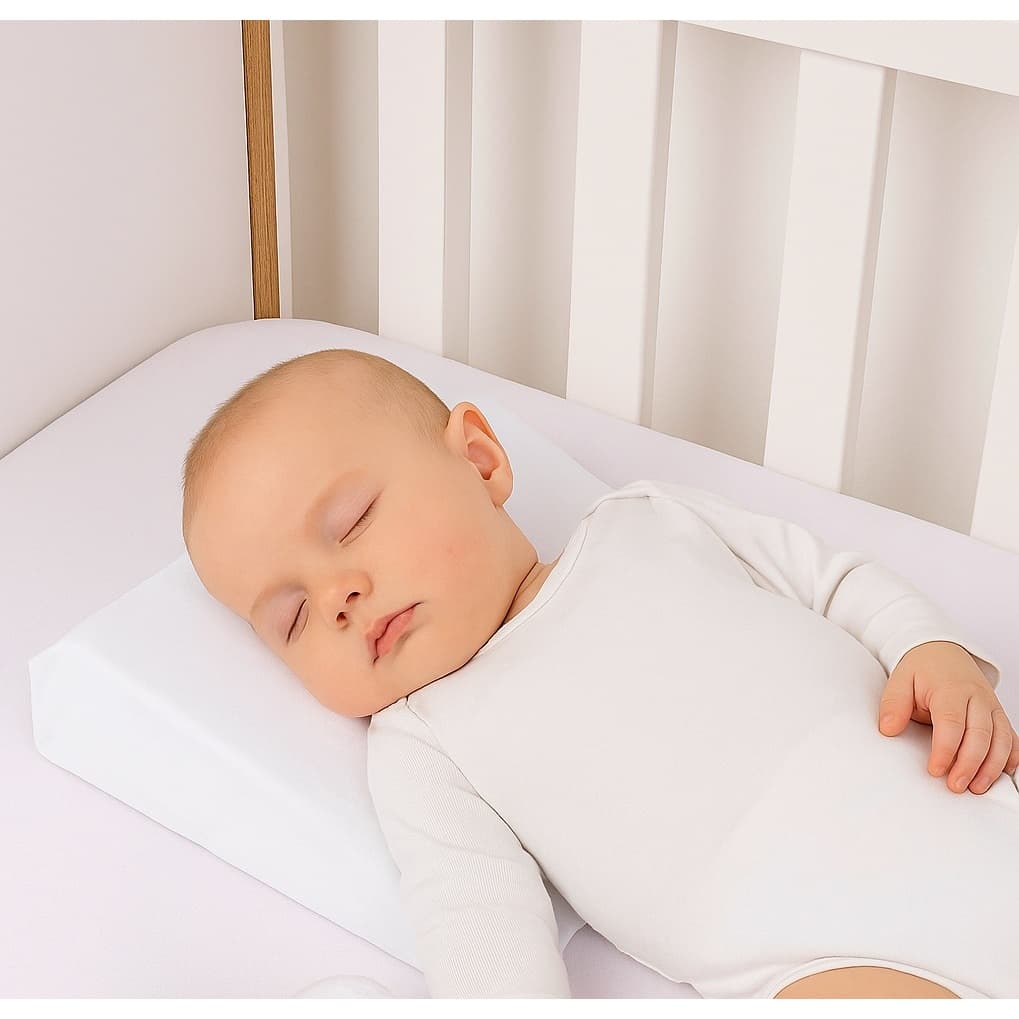 Travesseiro Rampa Anti Refluxo 8cm para Bebê Carrinho e Mini Berço 30x30 | Capa Macia Roupa de bebe
