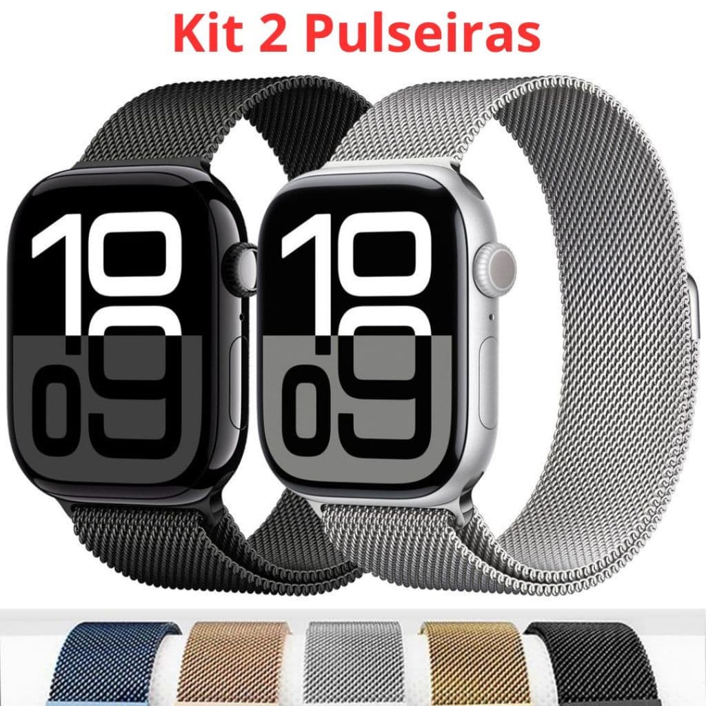 Kit 2 Pulseira Milanesa Magnética Para Apple Watch Ultra 3 49mm 40mm 41mm 42mm 38mm 44mm 45mm iWatch