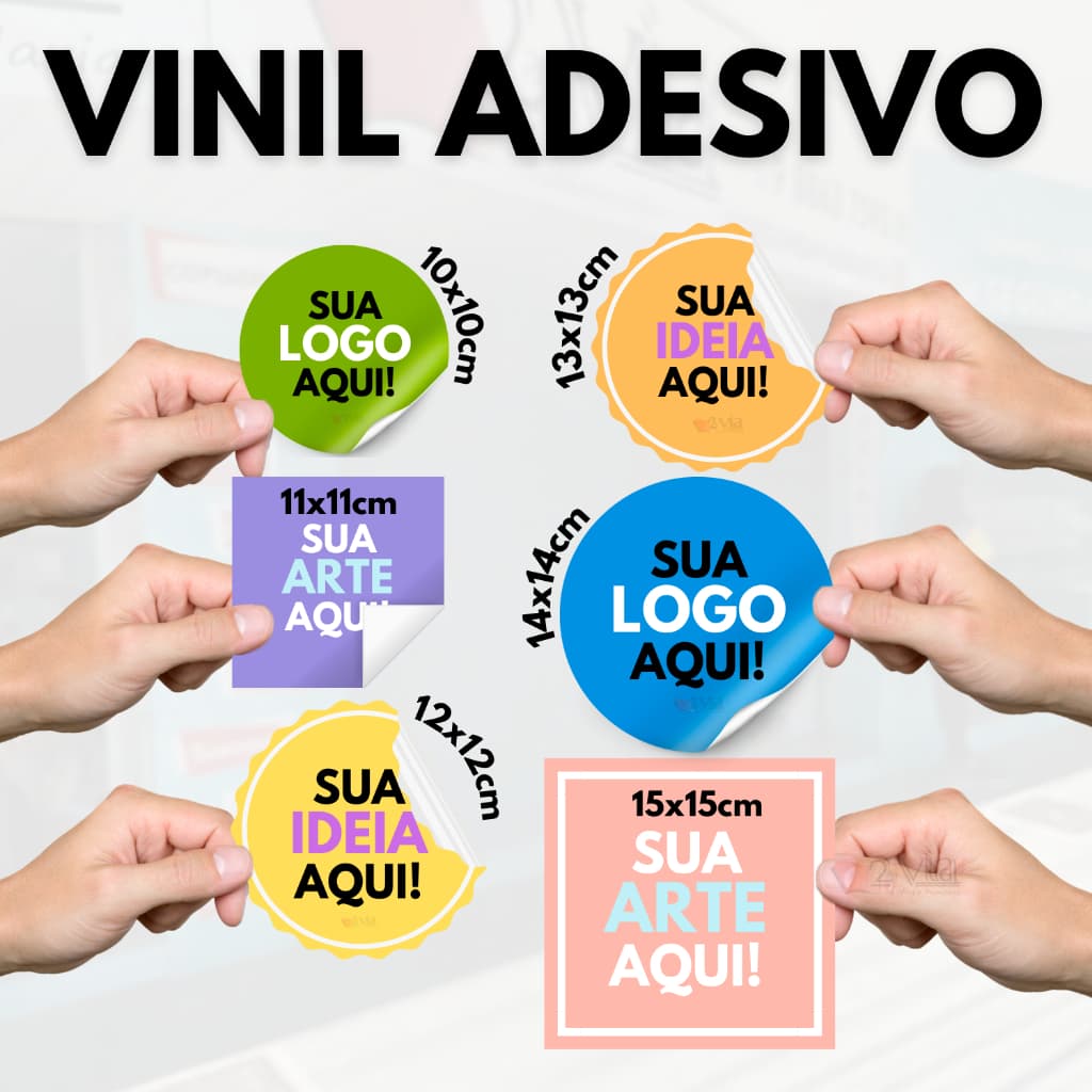 25 a 150 Etiquetas Adesivas Personalizadas em Vinil Branco 10x10 11x11 12x12 13x13 14x14 10x15 15x15