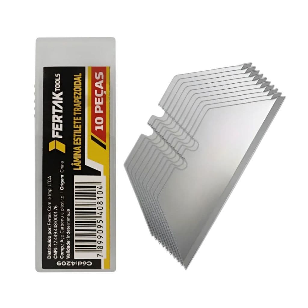 Lamina Para Estilete Trapezoidal - 10 Lâminas Fertak