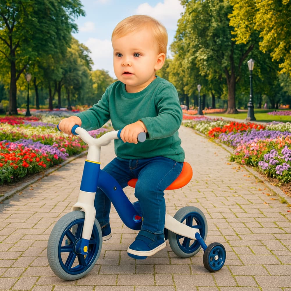 Bicicleta Infantil Equilíbrio 2 Em 1 Rodinhas Removíveis Azul Aprendizagem Segura