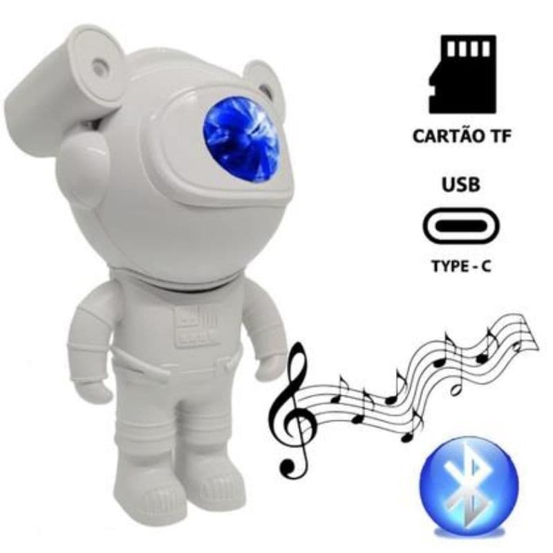 Projetor Galáxia Luminária Astronauta Caixa De Som Bluetooth - Xtrad