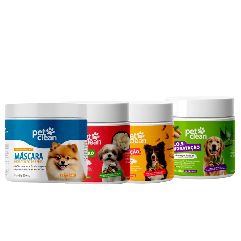 Mascara Hidratação Pet Clean 500ml Nutrição Intensa Brilho Pelagem Sedosa Para Cães Banho Pet