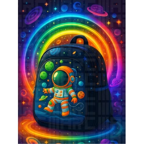 Mochila Escolar Infantil Astronauta 3D Espaço Com Bolso Menino Menina Criança Pequena Colegio Escola