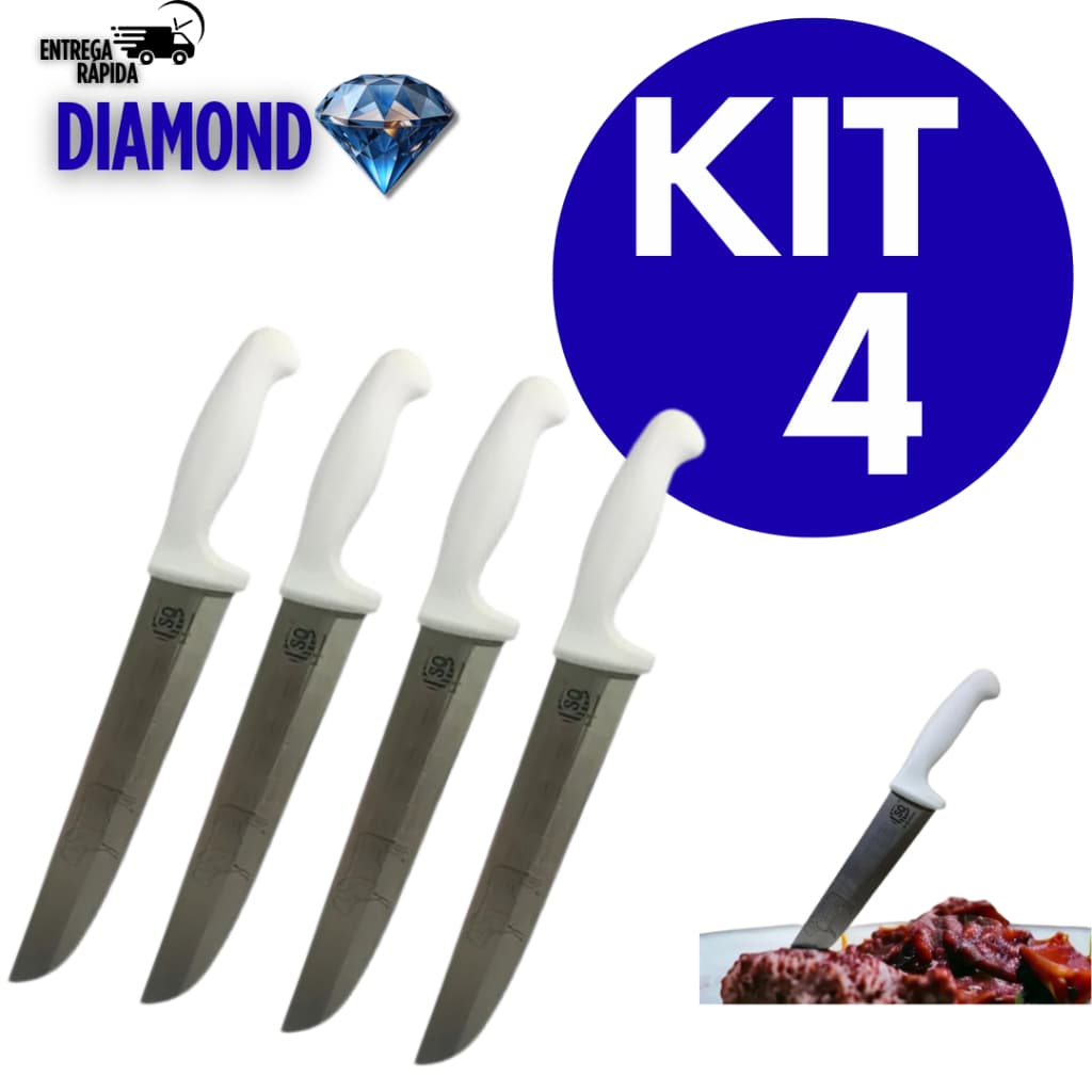Facas Aço Inox  ” – Facas Chef e Carne, Cabo Branco ///