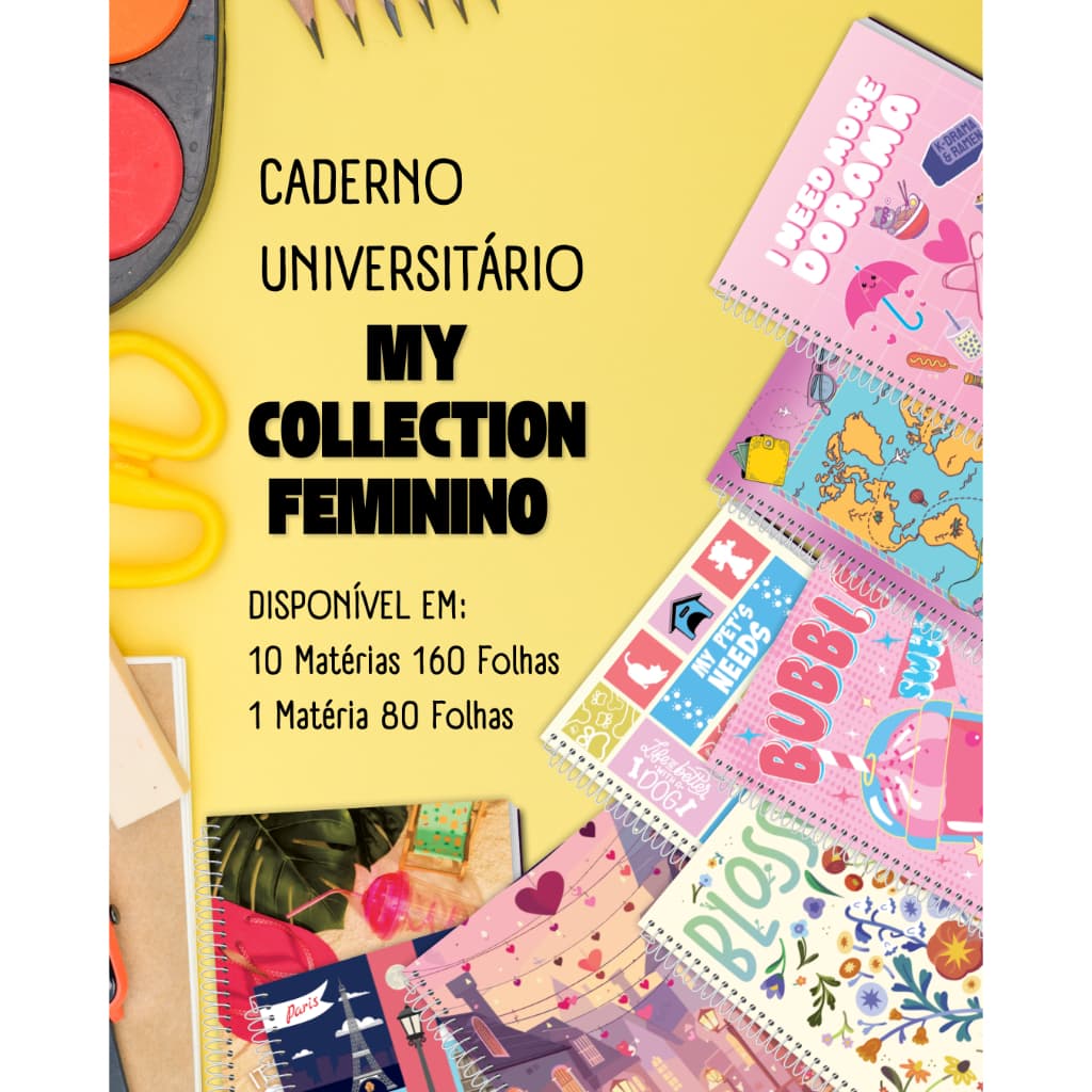 CADERNO UNIVERSITÁRIO CREDEAL MY COLLECTION FEM-Escolha a Estampa