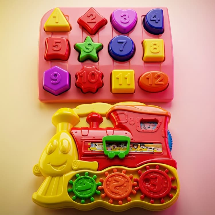 Kit 2 Brinquedos Didáticos Educativos Números Encaixe Blocos Montar Trenzinho  Gira Menino Menina