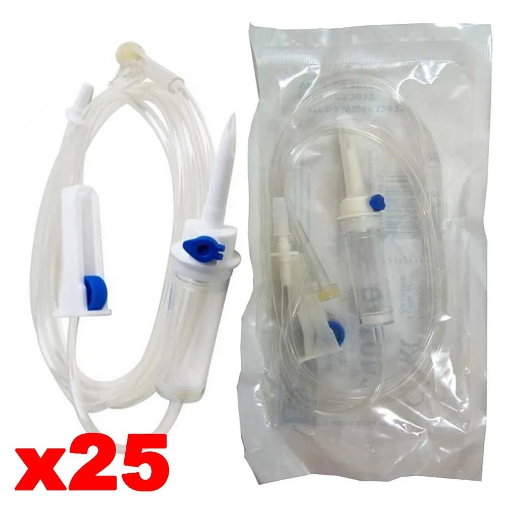 Kit 25 Equipos Macrogotas Para Infusão Intravenosa Completo Promoção do DIA