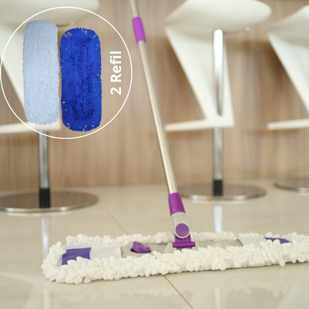 Conjunto Mop Pó Seco Limpeza Chão Cabo Inox 1,52 Metros - Refil 55cm - 2 Refil