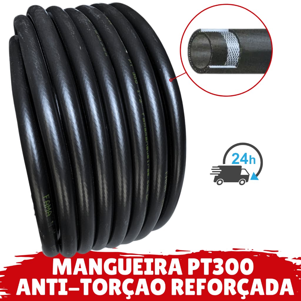 Mangueira De Jardim Fama PT300 Reforçada Emborracha Anti-Torção Mangueira Siliconada Com Esguicho