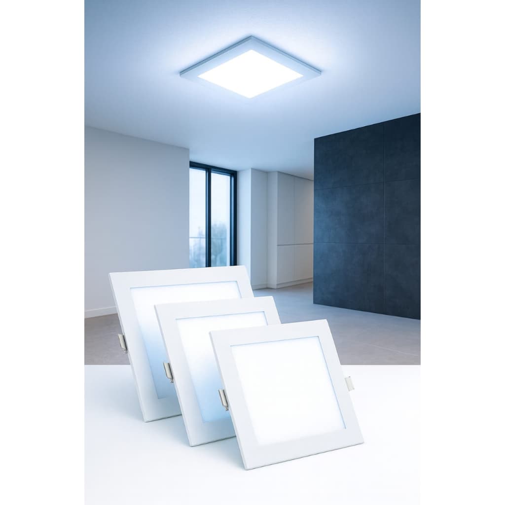 Kit 3 Painel LED 25W 30x30 Embutir Quadrado Branco Frio 6500K | Plafon Ultra Slim Bivolt