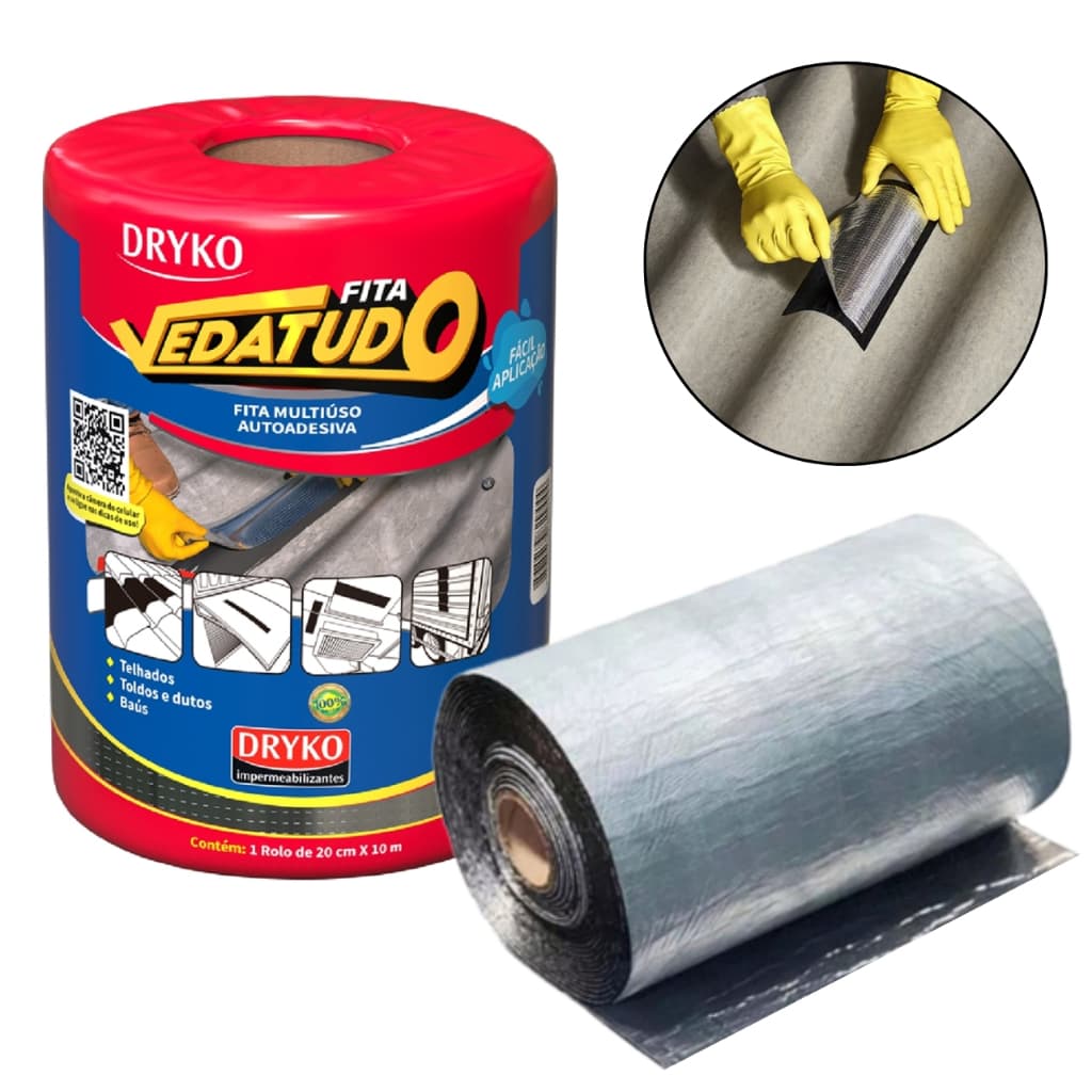 Manta Asfáltica Aluminizada 10 20 30 45cm + Primer Dryko Telhado Laje Térmica Impermeabilizante