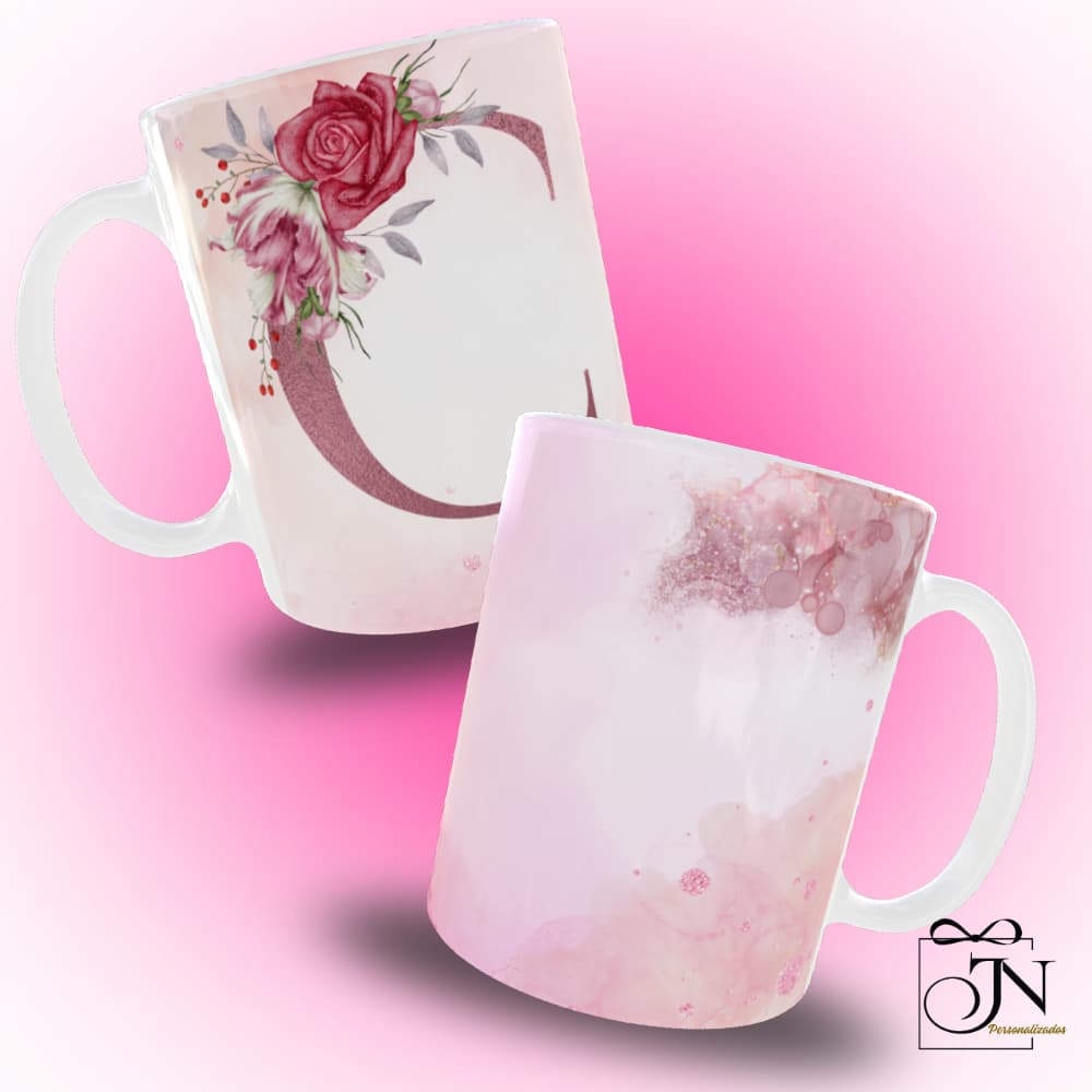 Caneca Xícara Personalizada com letra/Nome Floral  Dia Das MÃES Presente Criativo