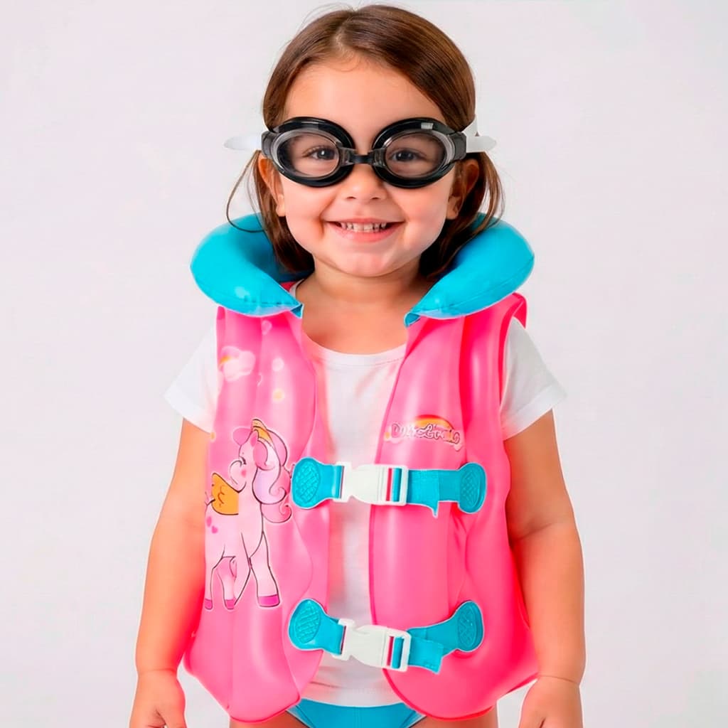 Colete Inflavel Infantil Unicornio rosa Jaqueta + OCULOS