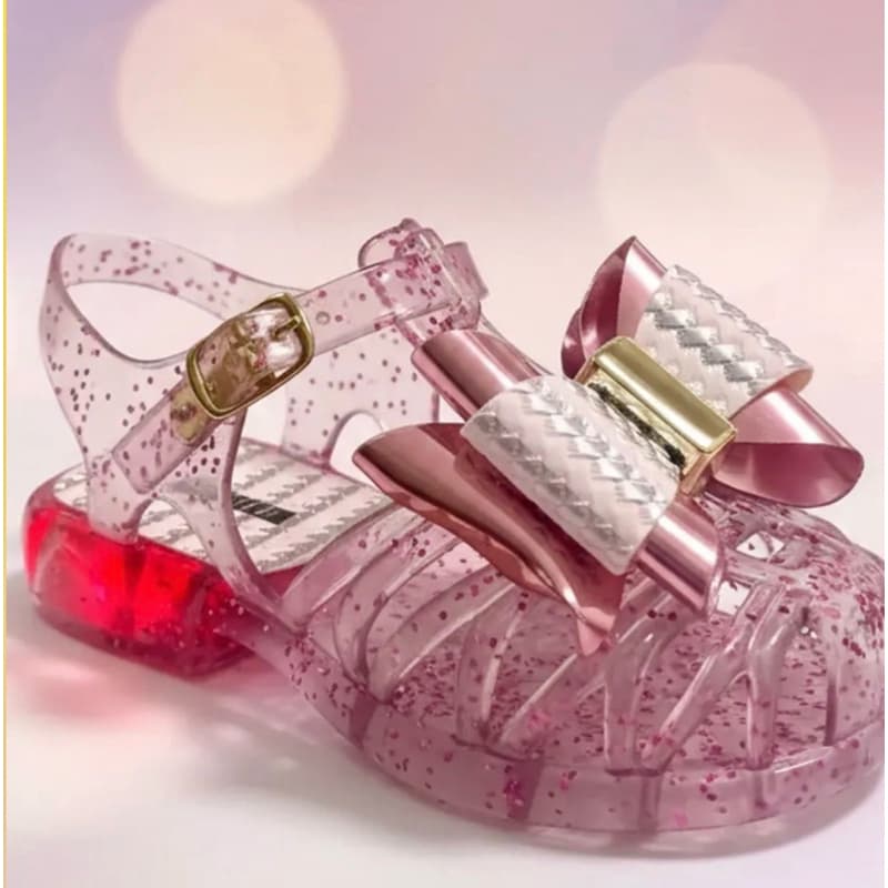 Sandália menina laço led calçados Luizinha antiderrapante original juju shoes
