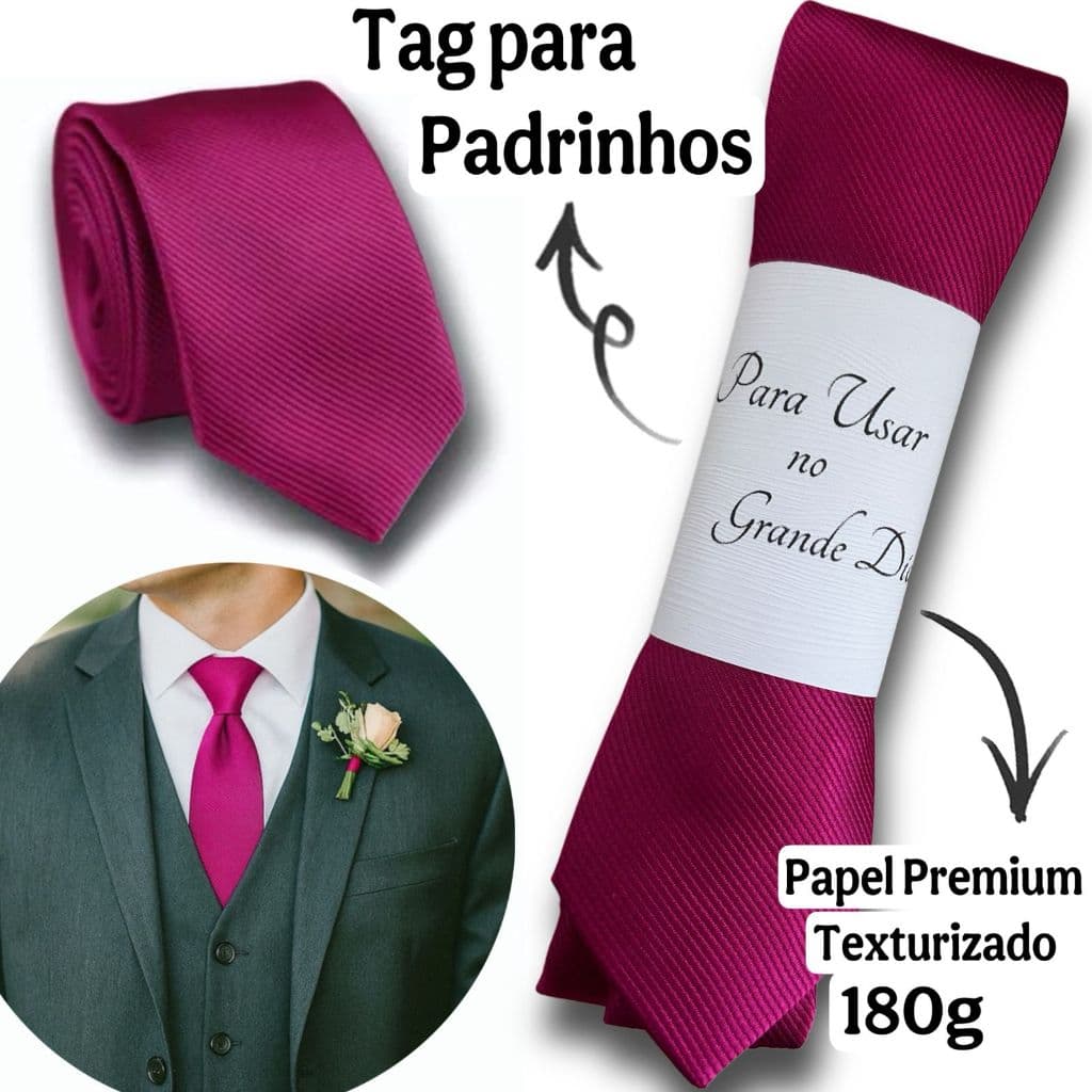 Gravata Rosa Fúcsia para Padrinhos Casamento Slim