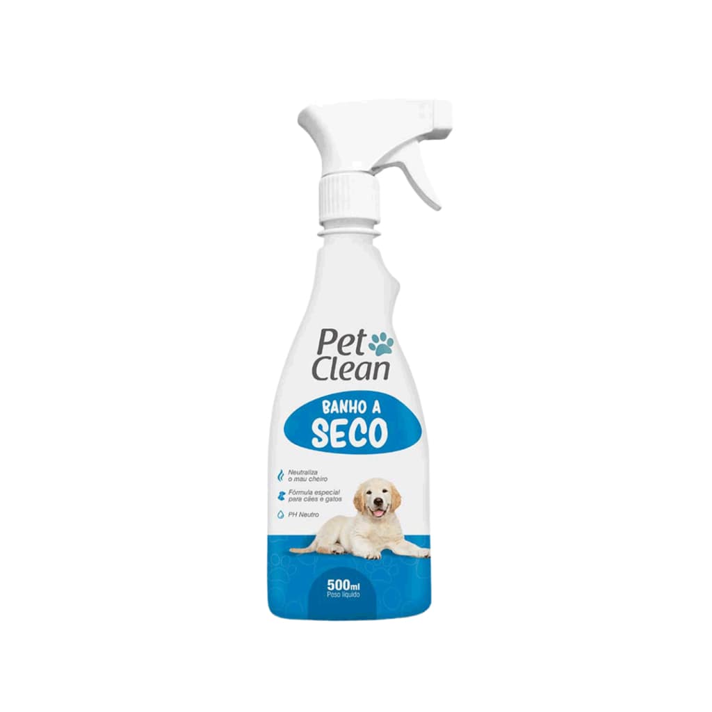 Banho a Seco Pet Clean 500ml Cães e Gatos Limpeza Rápida Sem Enxágue Neutraliza Odores Banho Pet