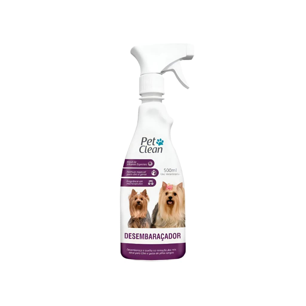 Spray Desembaraçante Pet Clean 500ml Para Cães e Gatos Remove Nós e Ajuda na Escovação Diária